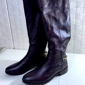 &quot;27 Edit&quot; Dark Brown, Knee High Boots, Size 7.5, Leather Zip Up, Quiet Money