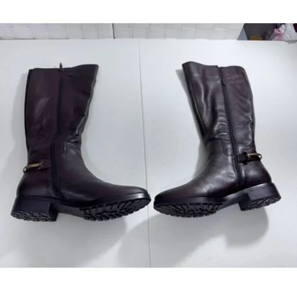 &quot;27 Edit&quot; Dark Brown, Knee High Boots, Size 7.5, Leather Zip Up, Quiet Money
