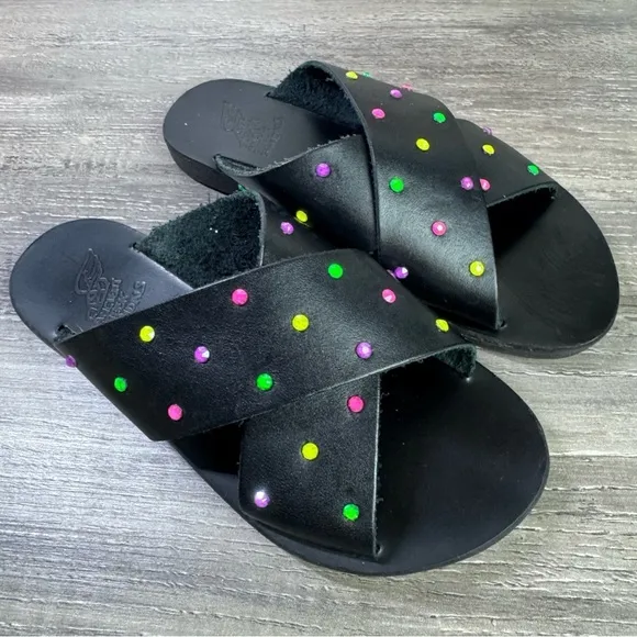 Ancient Greek Sandals Swarovski Leather sandals size 29/US toddler 12 EUC RARE