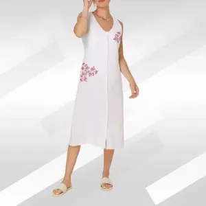 Andie x Fanm Mon Anamur White Linen Button-Up Dress Size L | Breezy Summer Style