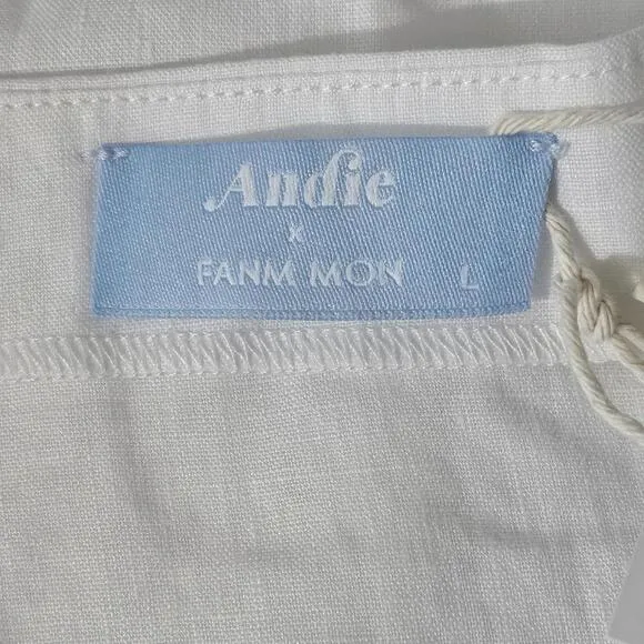 Andie x Fanm Mon Anamur White Linen Button-Up Dress Size L | Breezy Summer Style