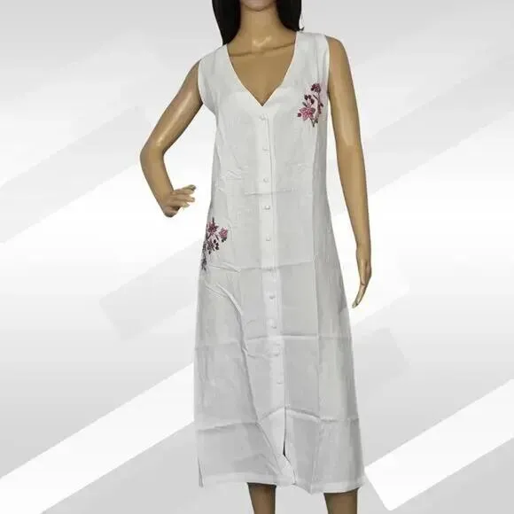 Andie x Fanm Mon Anamur White Linen Button-Up Dress Size L | Breezy Summer Style