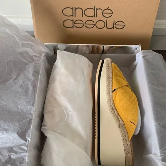 Andre Assous prune suede espadrille wedge sandals size 7