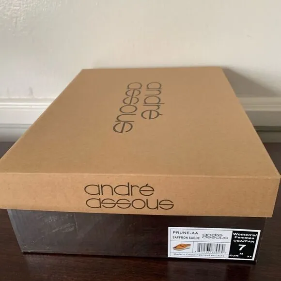 Andre Assous prune suede espadrille wedge sandals size 7