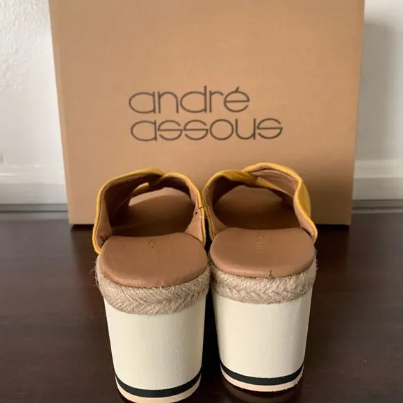 Andre Assous prune suede espadrille wedge sandals size 7