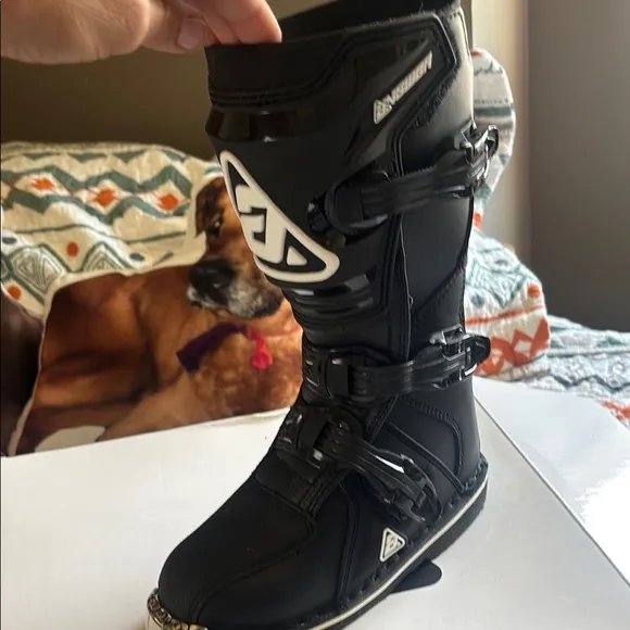 Answer Racing Black Motorcycle dirtbike Boots youth 2 metal toe kick