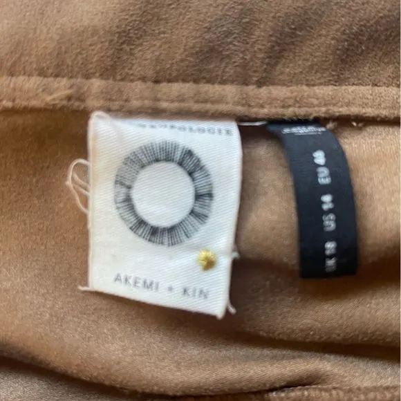 Anthropologie Akemi   Kin Suede Carmel faux suede midi Skirt. 14