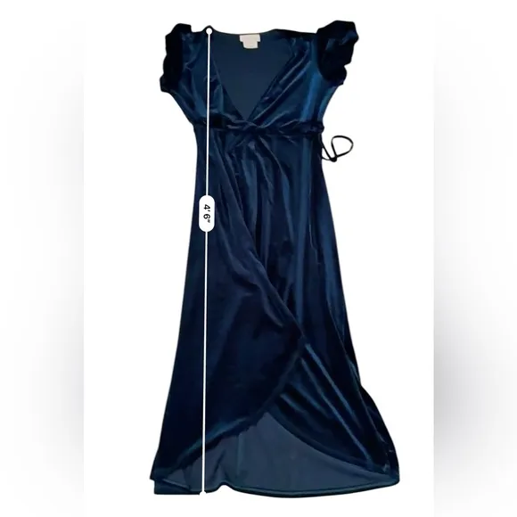 Anthropologie BHLDN‎ Thrive Teal Green Crushed Velvet Midi Wrap Dress Sz XL