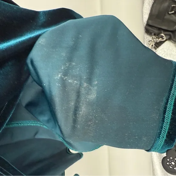Anthropologie BHLDN‎ Thrive Teal Green Crushed Velvet Midi Wrap Dress Sz XL
