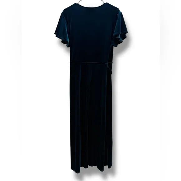 Anthropologie BHLDN‎ Thrive Teal Green Crushed Velvet Midi Wrap Dress Sz XL