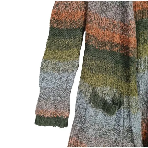 Anthropologie Duster Cardigan Women S Multicolor Striped Mohair Wool Alpaca Boho