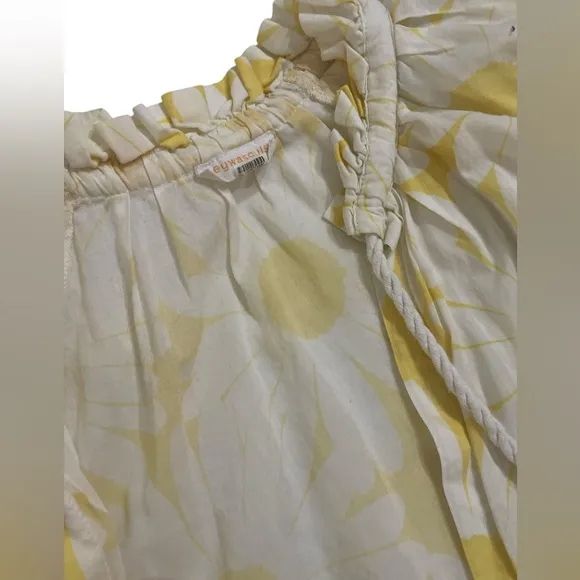 Anthropologie Eywasouls Cora Dress Yellow White Floral Tiered Malibu Beach S