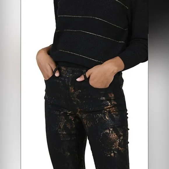 Anthropologie Molly Bracken Snakeskin Skinny Jeans - Edgy Statement Style