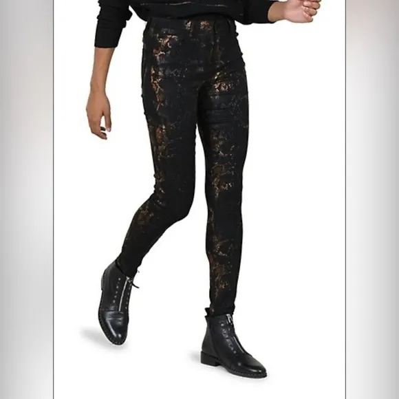 Anthropologie Molly Bracken Snakeskin Skinny Jeans - Edgy Statement Style