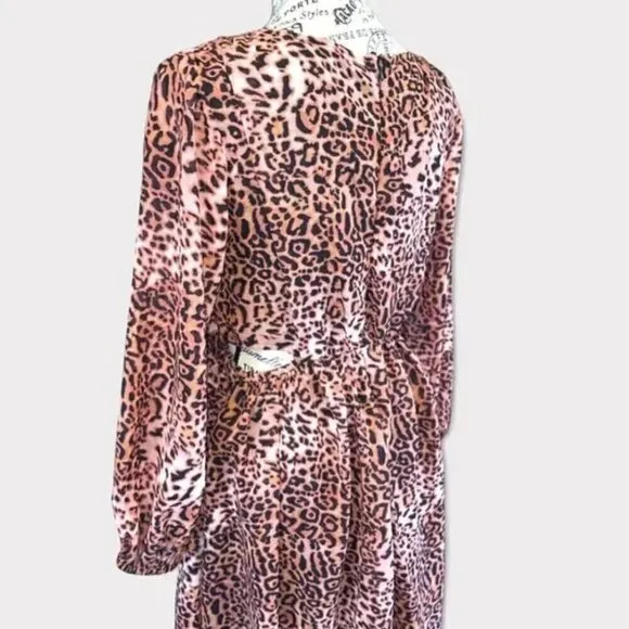 Anthropologie Ranna Gill Midi Dress M NWT Leopard Print Cut Out Puff Party Fall