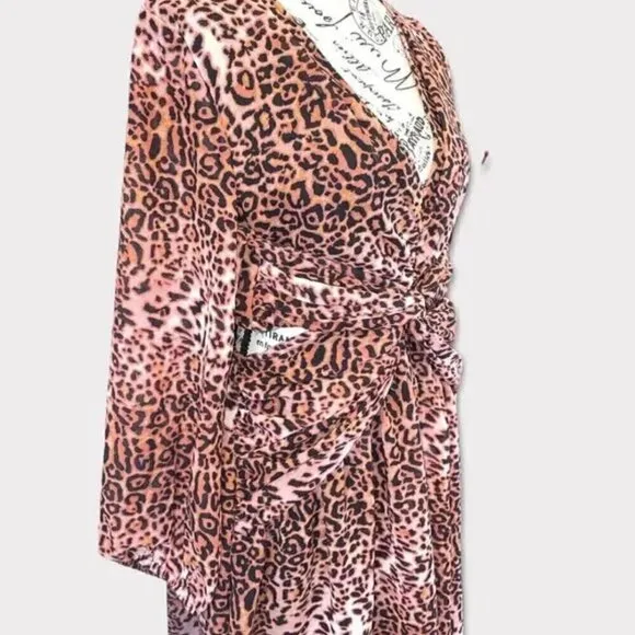Anthropologie Ranna Gill Midi Dress M NWT Leopard Print Cut Out Puff Party Fall