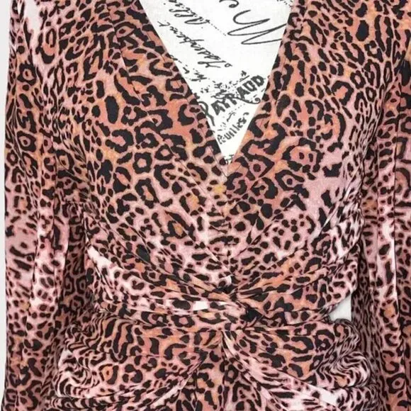 Anthropologie Ranna Gill Midi Dress M NWT Leopard Print Cut Out Puff Party Fall