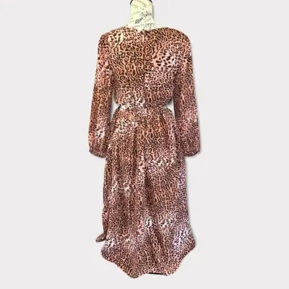 Anthropologie Ranna Gill Midi Dress M NWT Leopard Print Cut Out Puff Party Fall