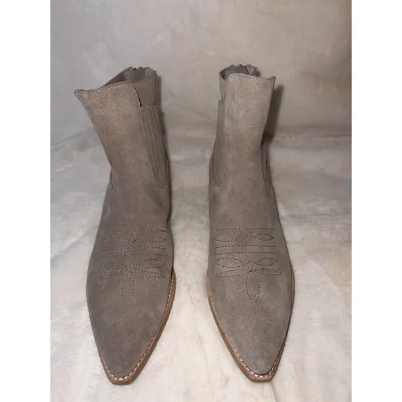 Anthropologie‎ Silent D Poly Suede Western Ankle Boots - Size 40