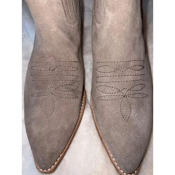 Anthropologie‎ Silent D Poly Suede Western Ankle Boots - Size 40