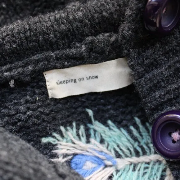 Anthropologie Sleeping on Snow wool embroidered peacock cape cardigan poncho