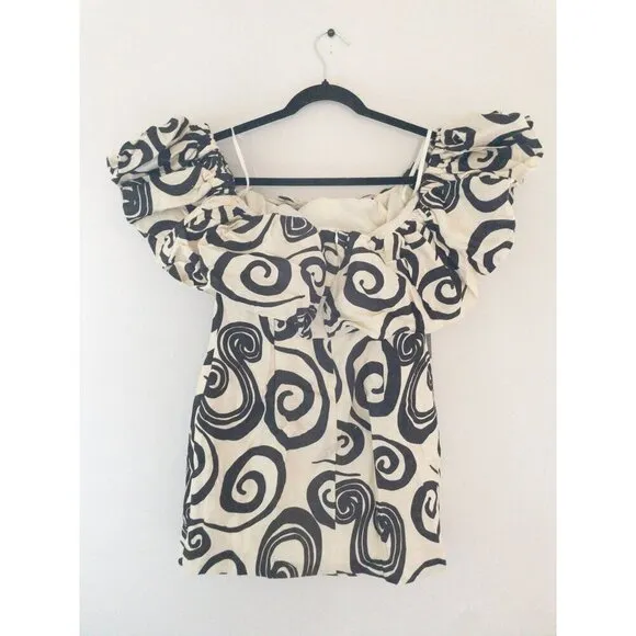 Anthropologie The Wolf Gang Mirador Linen Mini Dress Noir Swirl