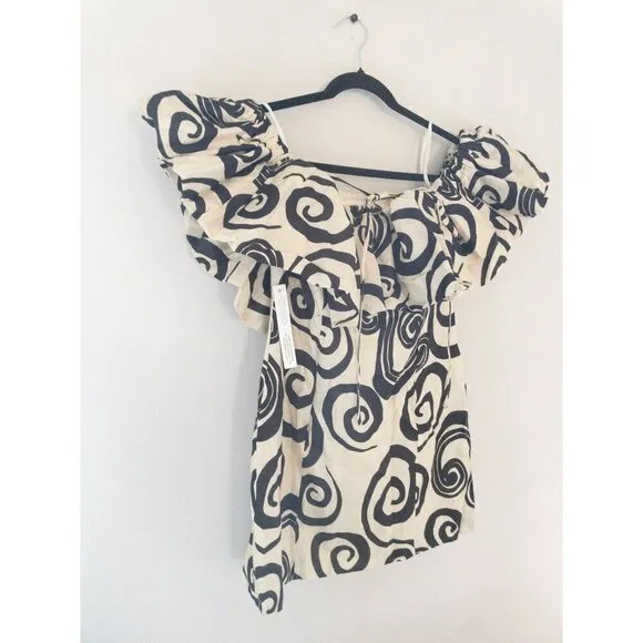 Anthropologie The Wolf Gang Mirador Linen Mini Dress Noir Swirl