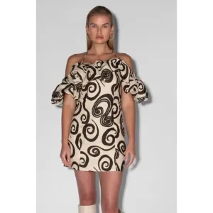 Anthropologie The Wolf Gang Mirador Linen Mini Dress Noir Swirl