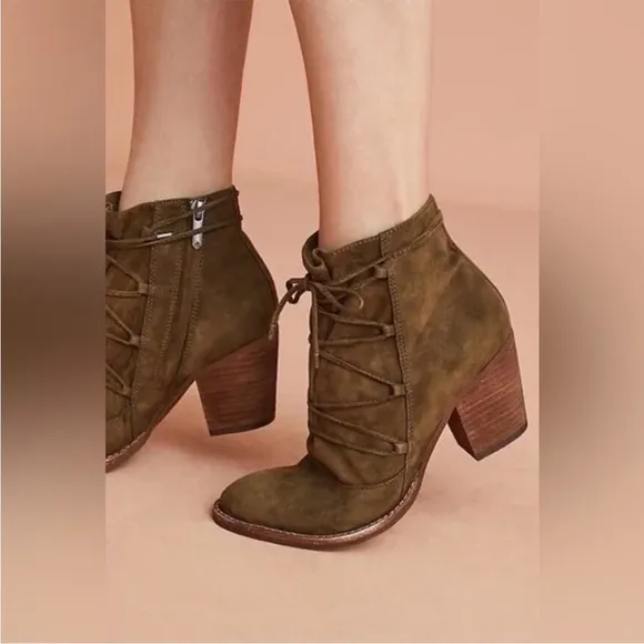 Anthropologie x Sam Edelman Millard Genuine Suede Leather Lace Ankle Boots 6.5