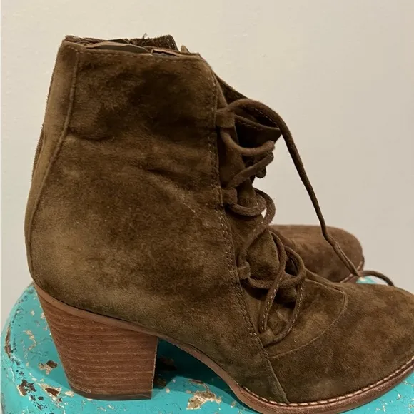 Anthropologie x Sam Edelman Millard Genuine Suede Leather Lace Ankle Boots 6.5
