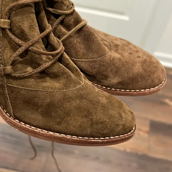 Anthropologie x Sam Edelman Millard Genuine Suede Leather Lace Ankle Boots 6.5