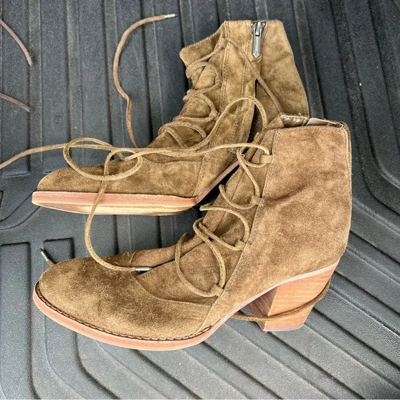 Anthropologie x Sam Edelman Millard Genuine Suede Leather Lace Ankle Boots 6.5