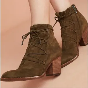 Anthropologie x Sam Edelman Millard Genuine Suede Leather Lace Ankle Boots 6.5