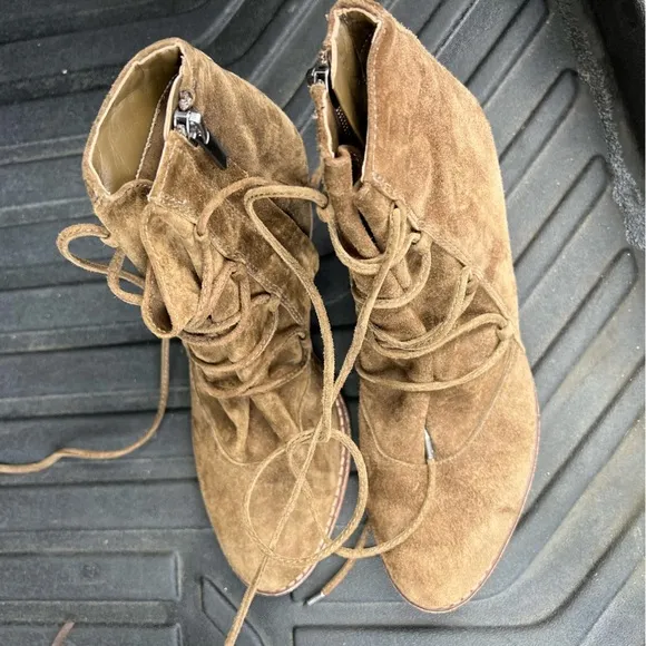 Anthropologie x Sam Edelman Millard Genuine Suede Leather Lace Ankle Boots 6.5