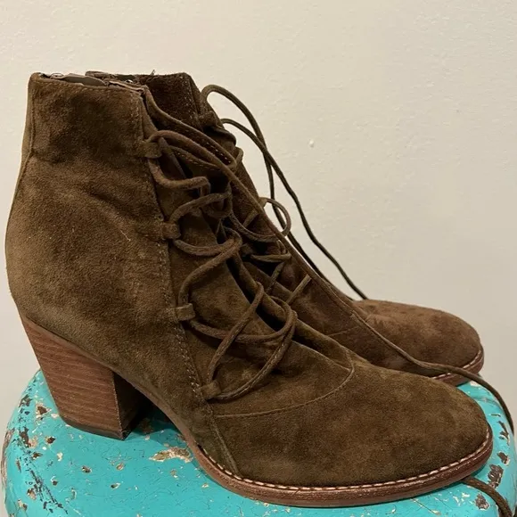 Anthropologie x Sam Edelman Millard Genuine Suede Leather Lace Ankle Boots 6.5