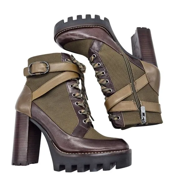 Antonio Melani Women's Booties Platform Ankle Boots Size 6 M Green Olive (700)