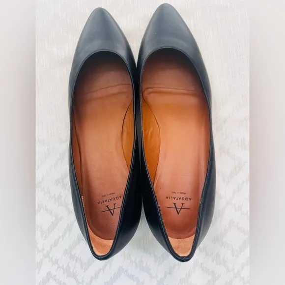 Aquatalia Black Leather Pointed Toe Pumps Size 9