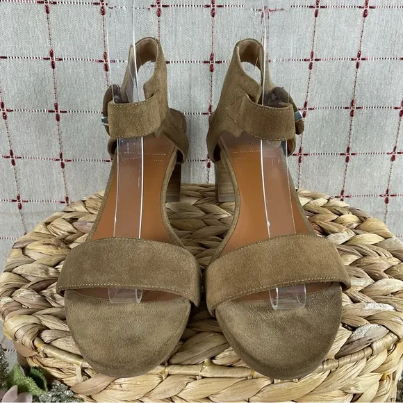 Aquatalia Brown Suede Ankle Wrap Heeled Sandals Size 8 PreLoved Ankle Buckle