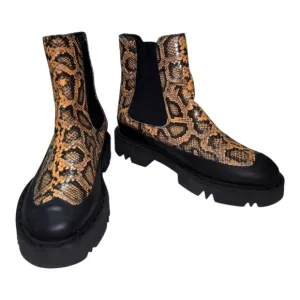 AQUATALIA CHELSEA ANKLE BOOTS HOLLY SNAKE EMBOSSED WATERPROOF Women’s Size 8 New