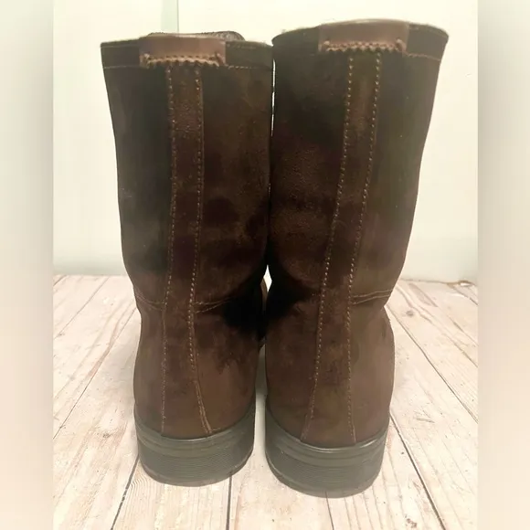 Aquatalia Mens Dark Brown Sz‎ 10 Fur Boots Dyed Sheep Waterproof Italy