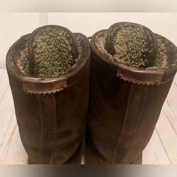 Aquatalia Mens Dark Brown Sz‎ 10 Fur Boots Dyed Sheep Waterproof Italy