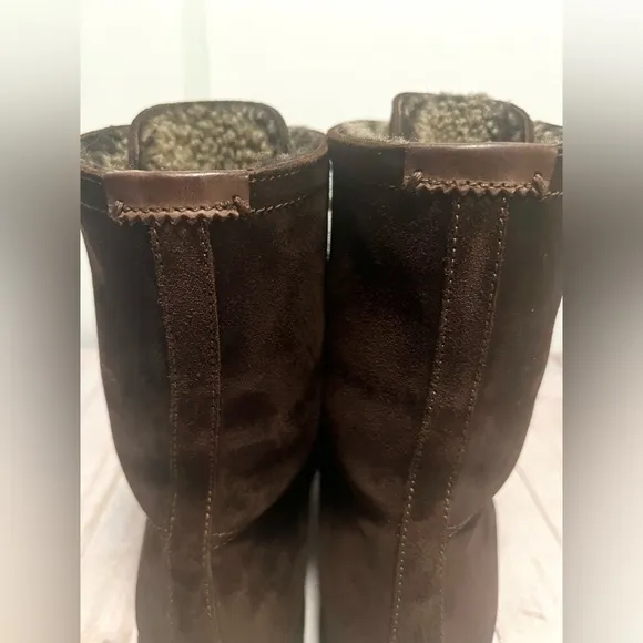 Aquatalia Mens Dark Brown Sz‎ 10 Fur Boots Dyed Sheep Waterproof Italy