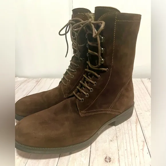 Aquatalia Mens Dark Brown Sz‎ 10 Fur Boots Dyed Sheep Waterproof Italy