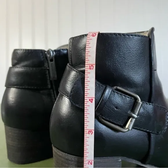 Aquatalia W’proof Moto/Biker Ankle Boots in Black Leather w Buckles *Italy*