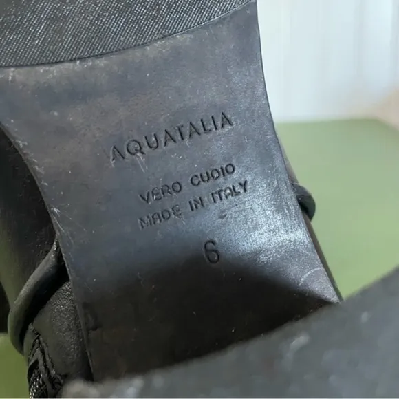 Aquatalia W’proof Moto/Biker Ankle Boots in Black Leather w Buckles *Italy*