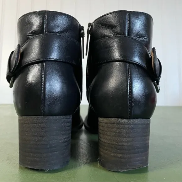 Aquatalia W’proof Moto/Biker Ankle Boots in Black Leather w Buckles *Italy*