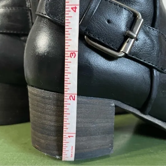 Aquatalia W’proof Moto/Biker Ankle Boots in Black Leather w Buckles *Italy*