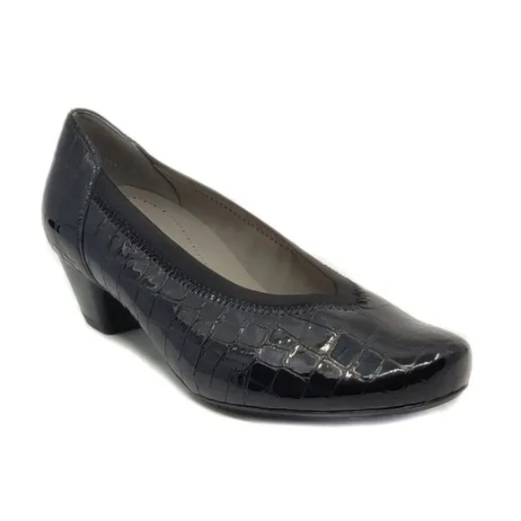 Ara Bricen Black Patent Croc Comfort Pumps Shoes Women's Size 7