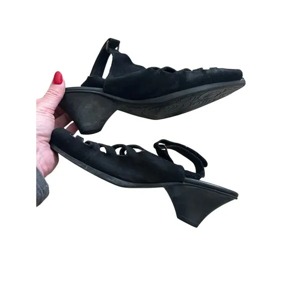 ARCHE sandals enexor nuit (small heeled sandals- Black Suede- 11M (size 42)