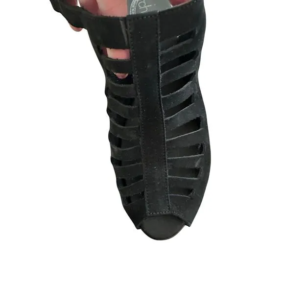 ARCHE sandals enexor nuit (small heeled sandals- Black Suede- 11M (size 42)